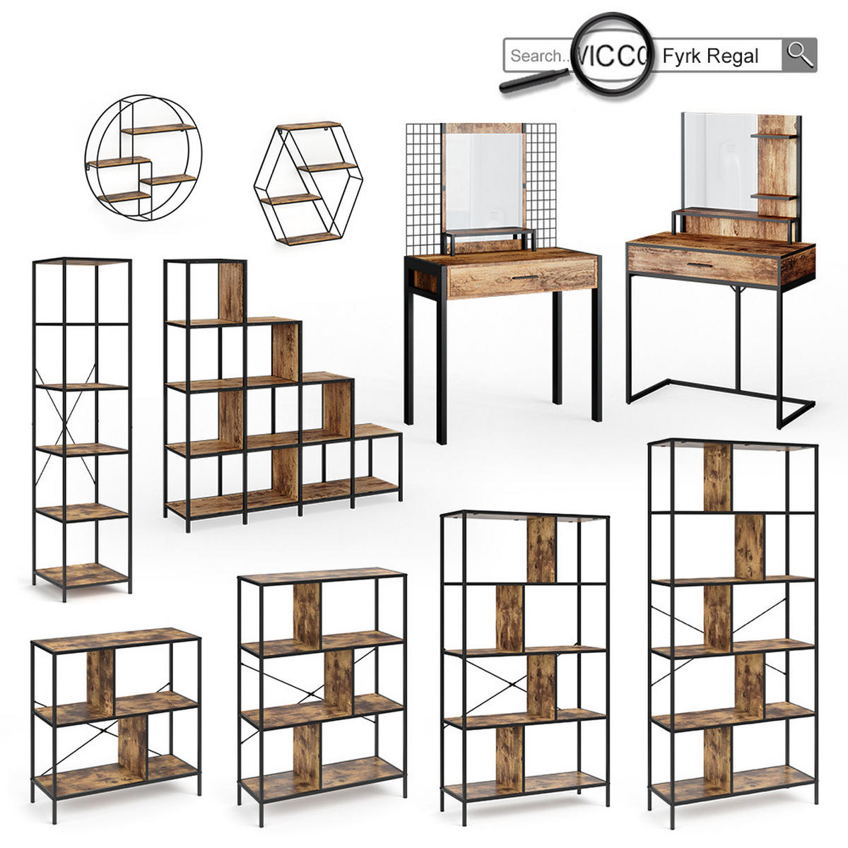 SITZBANK Fyrk Antikholz 60 cm für Schminktisch - Alteiche/Schwarz, Holzwerkstoff (60/45/30cm) - Vicco