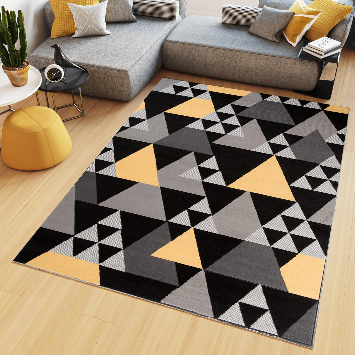 TEPPICH MAYA Gelb Dreiecke Meliert 200/300 cm - Gelb, Textil (200/300cm) - Tapiso
