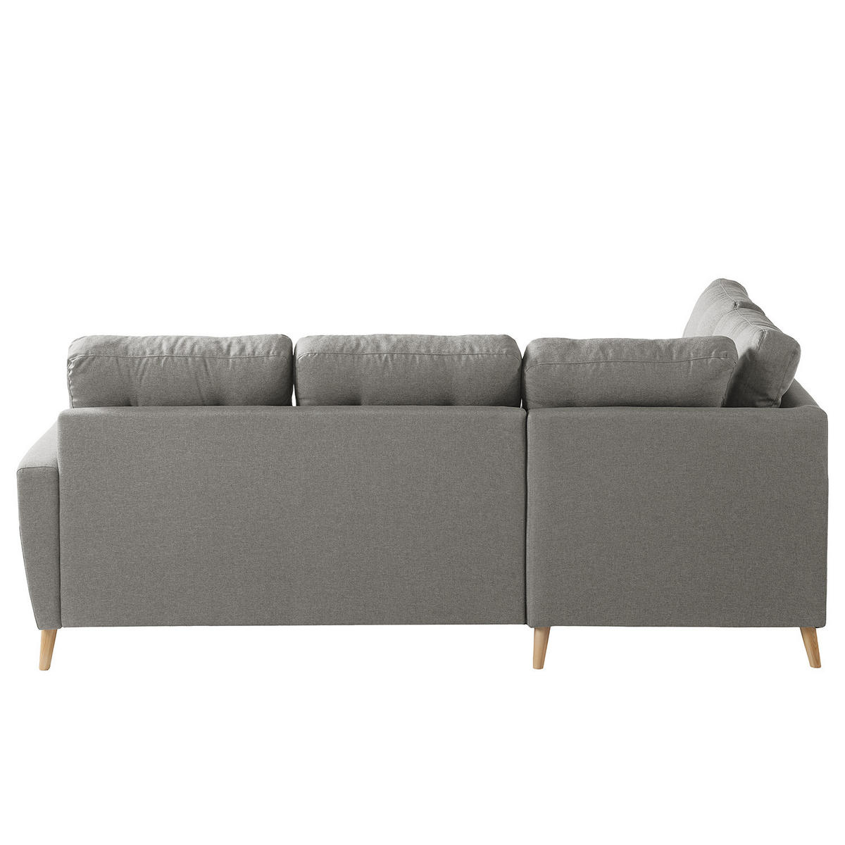 ECKSOFA mit Ottomane - Webstoff - Hellbraun/Grau, Holz/Textil (230/200cm) - home24