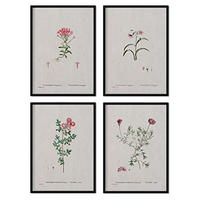 POSTER Set mit 4 mit rosa Blättern aus dem Künstler PierreJoseph Redouté A3 Rahmenlos - Klar, Papier (29.7/3cm) - Nacnic