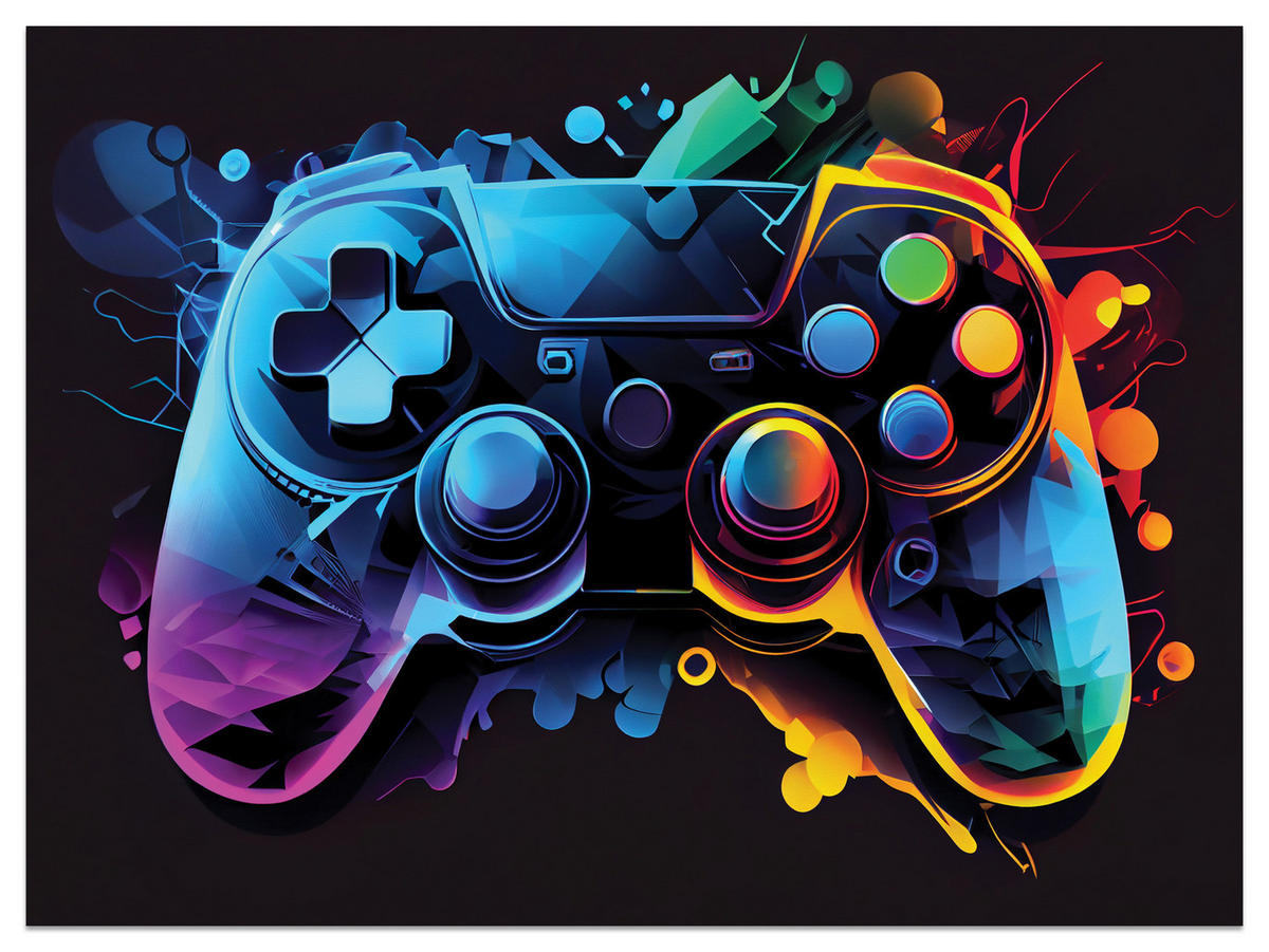 FOTOTAPETE Gamecontroller Abstraktion Moderne Muster 350x256 - Gelb/Rot, Papier (350/256cm) - Muralo