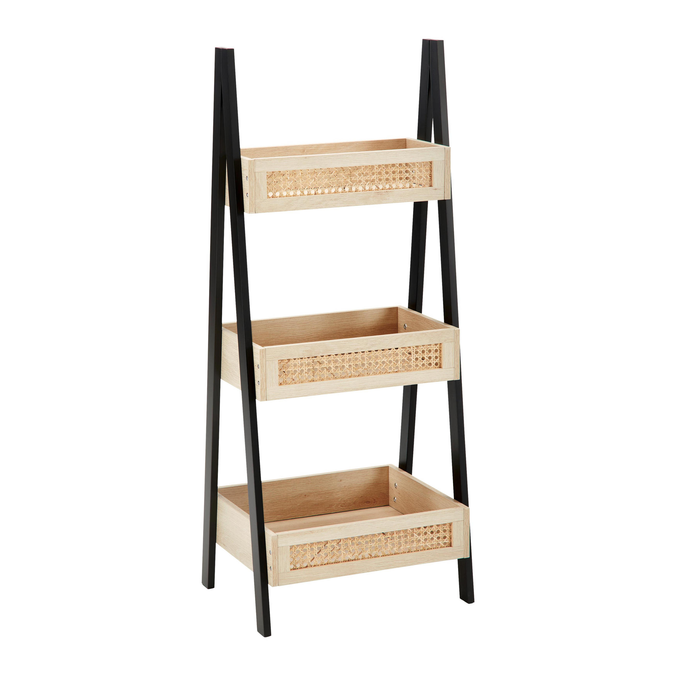 REGAL Denis Naturfarb./Schwarz Echtholz furniert/MDF - Naturfarben, Holz (45/110/35cm)