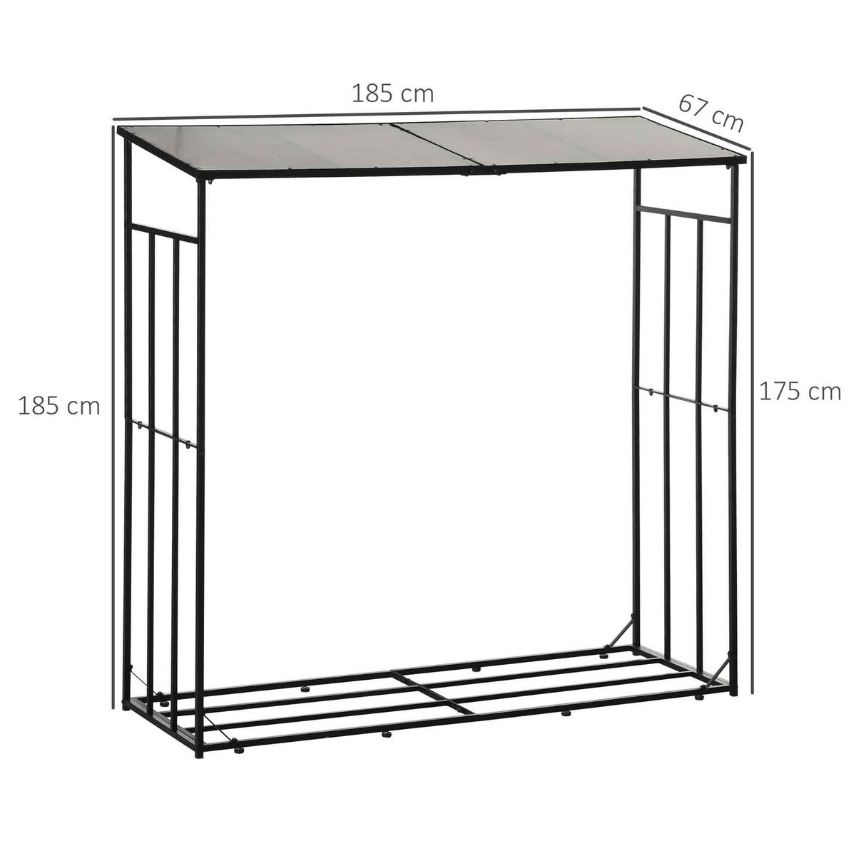 KAMINHOLZSTÄNDER, Polycarbonat, Schwarz - Schwarz, Kunststoff/Metall (67/185/185cm) - Outsunny