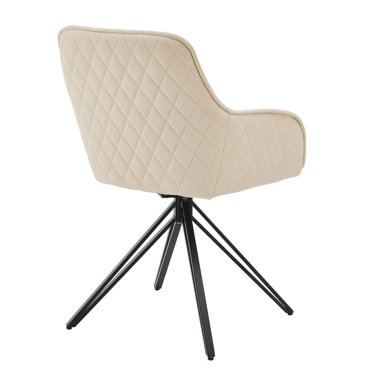 DREHSTUHL Clyde mit Armlehne samt beige (2er-Set) - Beige, Textil (57/85/61cm) - Juskys