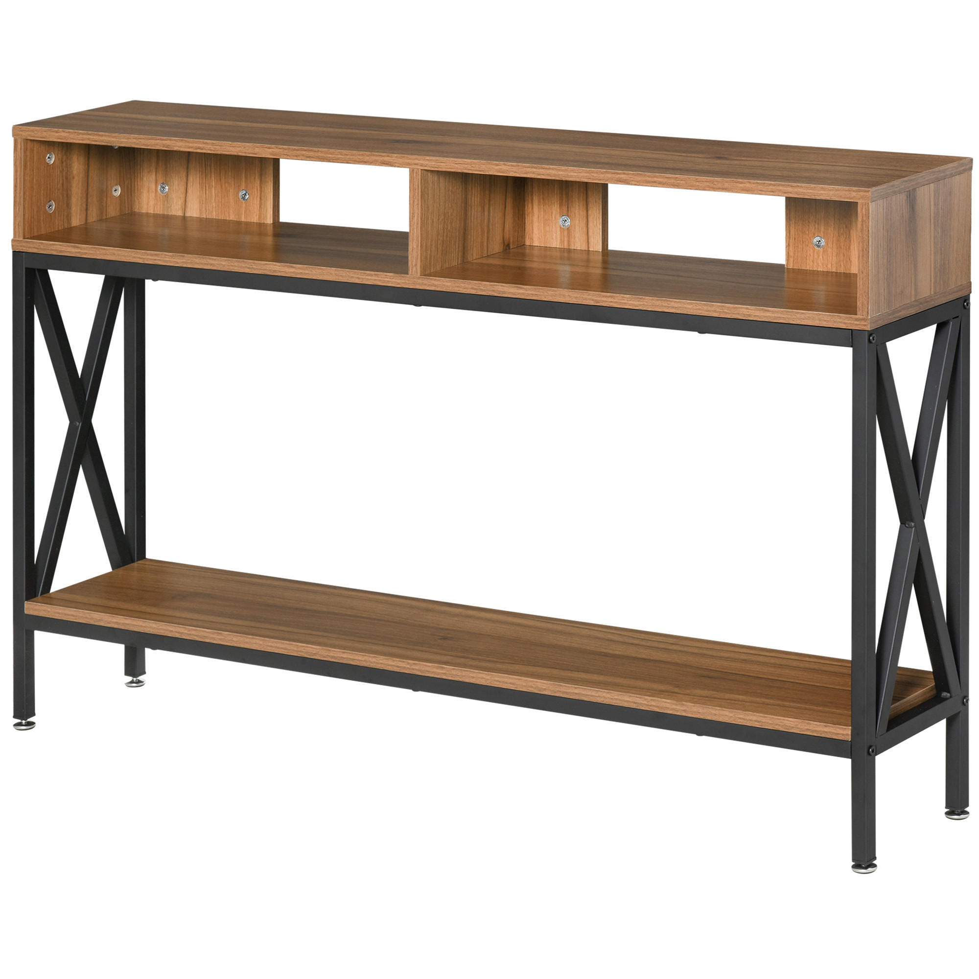 KONSOLENTISCH DE-16746 Industrie-Design mit Ablage Nussbaum - Braun, Holzwerkstoff (120/23/75cm) - ComfortXL