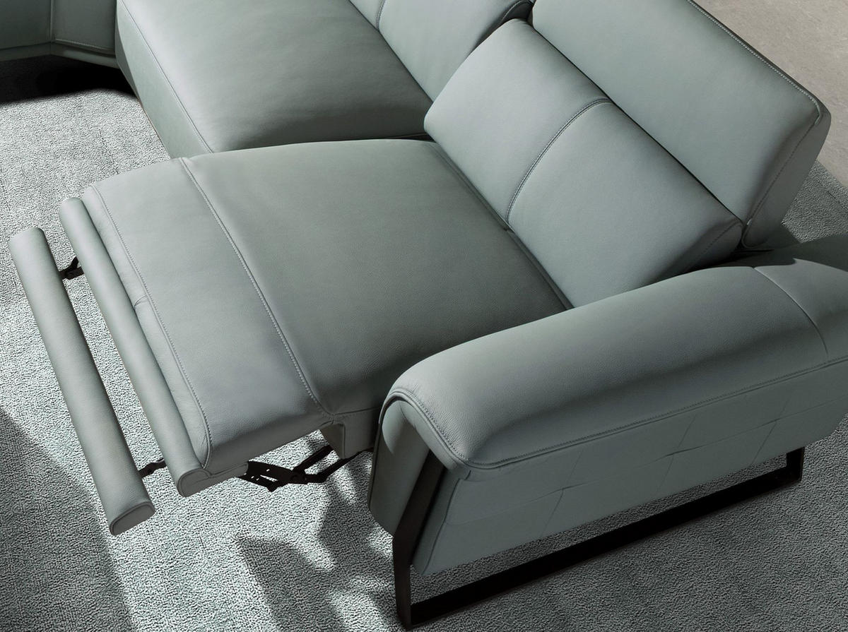 ECKSOFA Relax-Ecksofa links in türkisgrünem Leder 306/229/97 cm - Türkis/Schwarz, Leder/Metall (306/229cm) - ANGEL CERDA