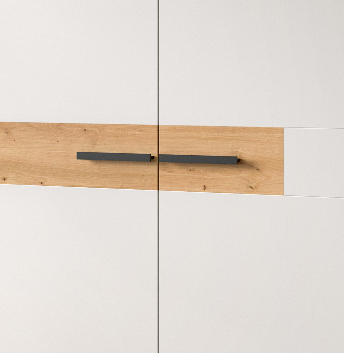KLEIDERSCHRANK weiß, Artisan Eiche 200 x 201 cm, Drehtürenschrank 4-türig - Schwarz/Weiß, Holzwerkstoff/Kunststoff (200/201/55cm) - Inn.Furn