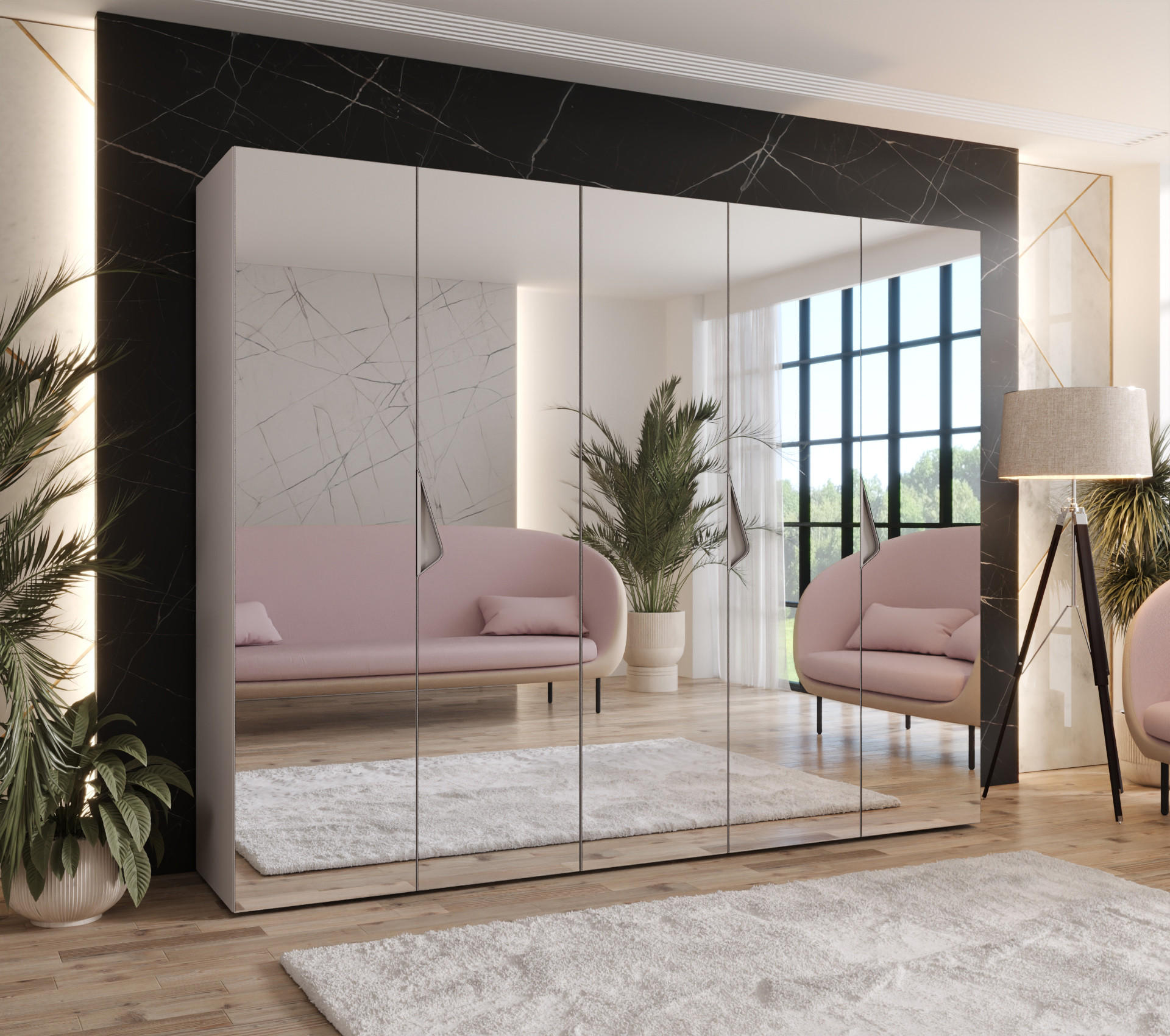 DREHTÜRENSCHRANK 202/250/52 5-türig - Beige, Holz/Metall (250/202/52cm) - Abiks Möbel