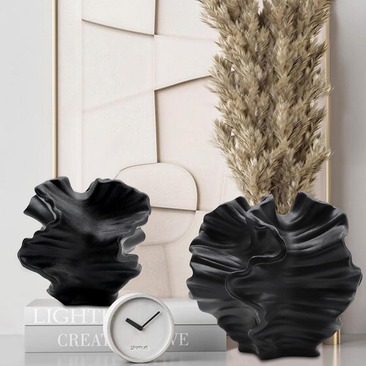 VASE 17 x 4,2 x 17 cm Keramik - Schwarz, Metall (17cm) - LIBRATON
