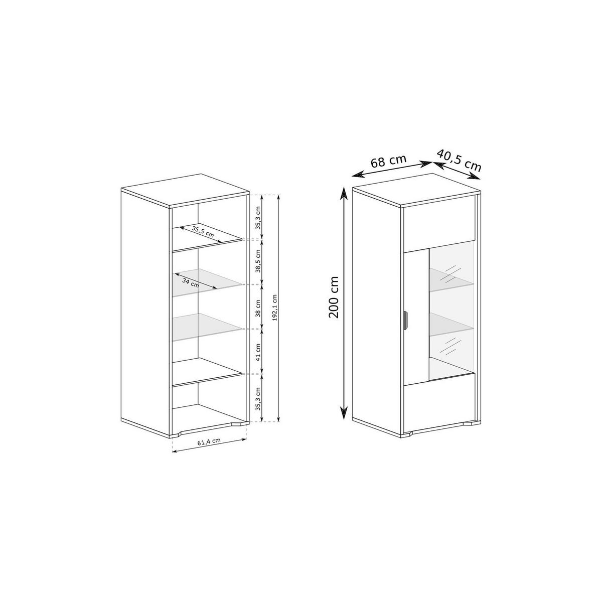 VITRINE Grande G-4 68 x 200 x 40,5 cm Eiche Cremona - Beige, Holzwerkstoff (68/200/40.5cm) - Koseto