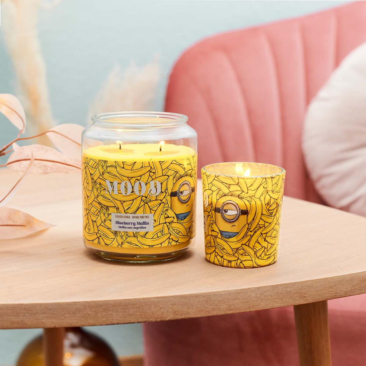 DUFTKERZE Minions - Gelb, Glas/Naturmaterialen (12.5cm)