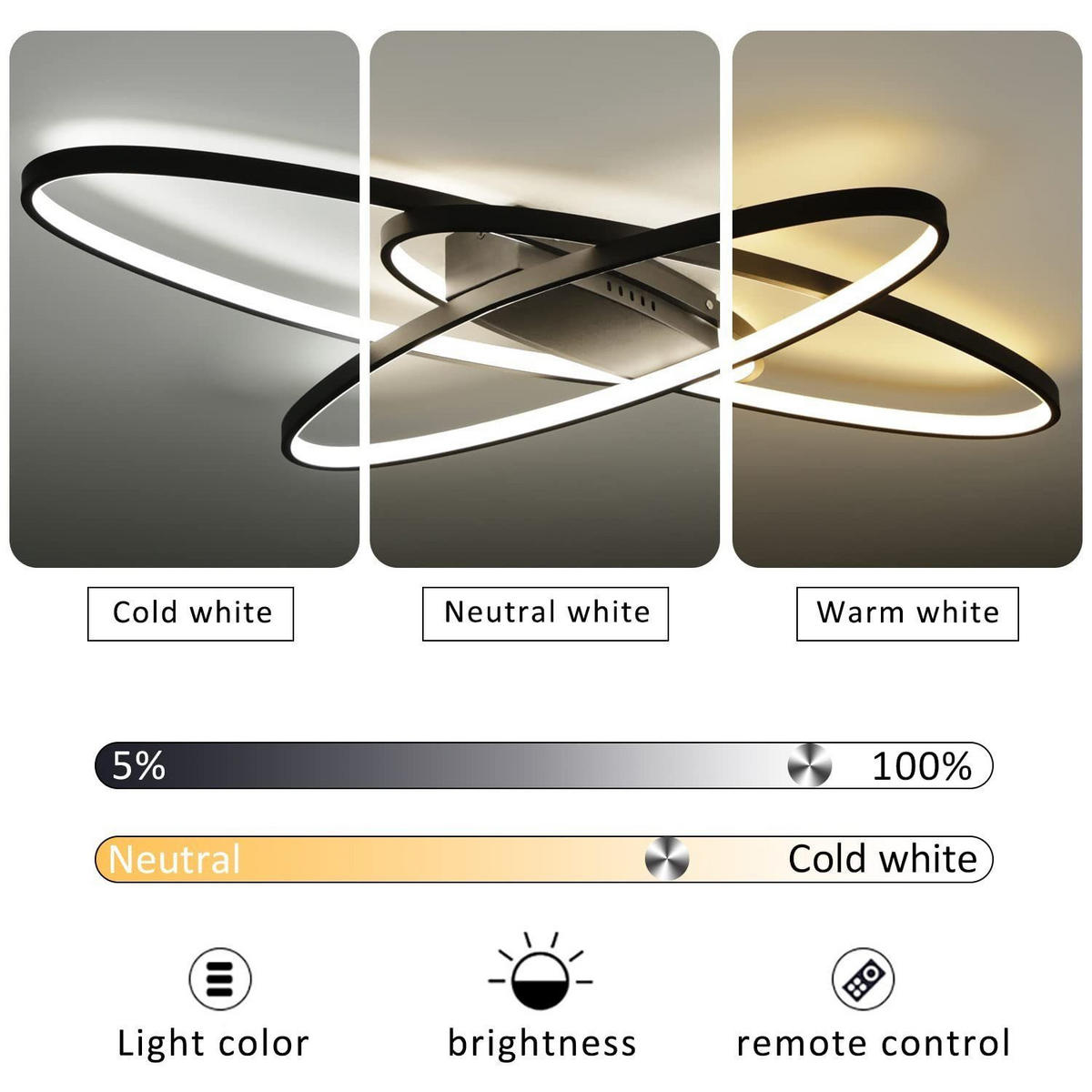 LED-DECKENLEUCHTE Maddox 62/85/7cm - Schwarz, Metall (85/62/7cm) - Nettlife