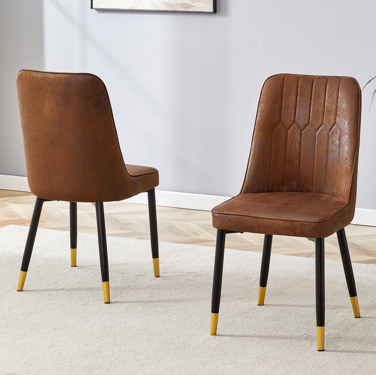 ESSZIMMERSTUHL 2er-Set mit Rückenlehne Braun Schwarz - Braun, Metall (41.5/89/43cm) - Meubliv