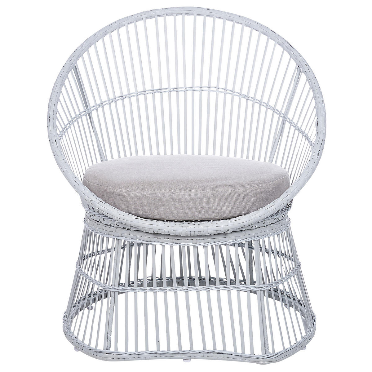 BALKONSET 2-Sitzer Rattan weiß Auflagen beige Mesyna - Beige/Weiß, Naturmaterialien/Textil - Beliani