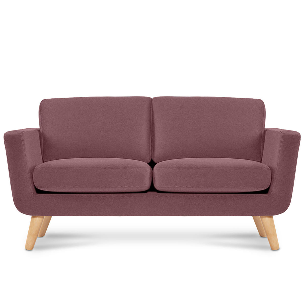 SOFA TAGIO mit Armlehnen, Rosa - Koralle/Braun, Buchenholz/Textil (153/80/84cm) - KONSIMO®