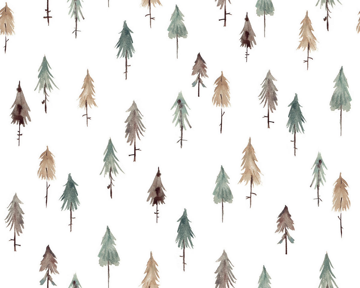VLIESTAPETE Kharu, Tannenwald 50 cm x 10m, grün - Dunkelgrün, Papier (50/1000cm) - Lilipinso