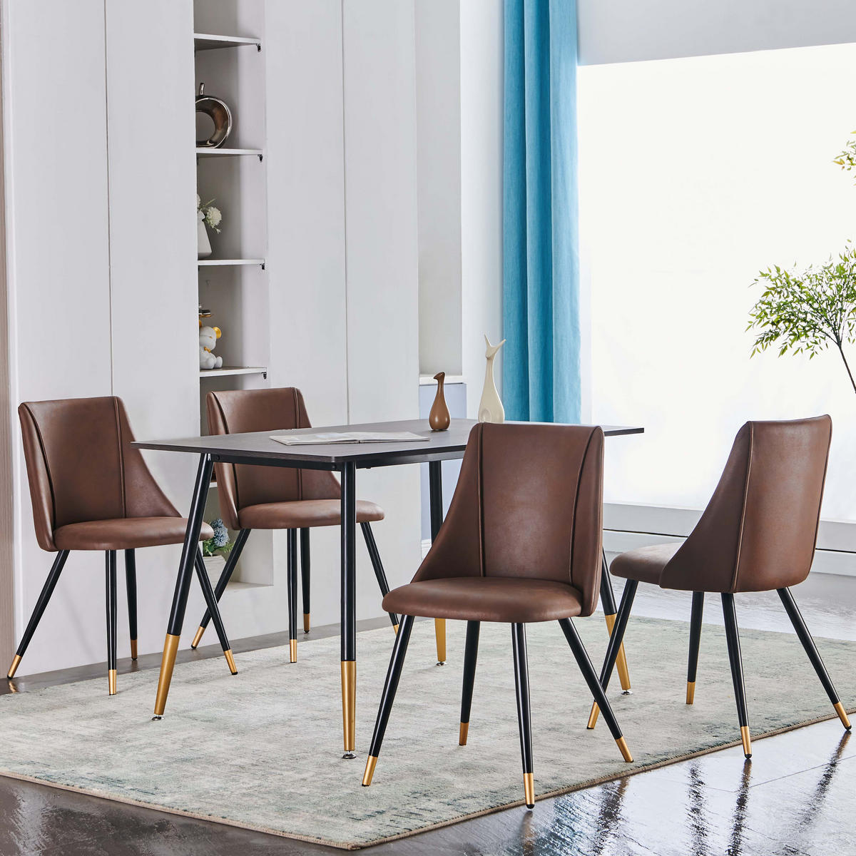 STUHL-SET 2 Stück in Kunstleder - Schwarz/Braun, Holzwerkstoff/Textil (56/83/55cm) - Urban Meuble