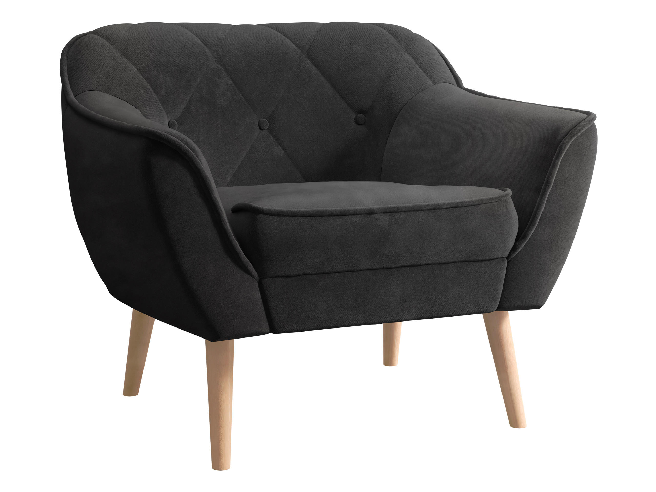 SESSEL Skand 1 - Dunkelgrau/Naturfarben, Holz/Textil (80/75/74cm) - MIRJAN24