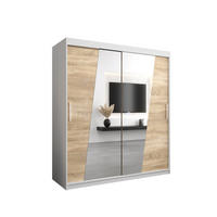 SCHWEBETÜRENSCHRANK 200/180/62 2-türig - Silberfarben/Weiß, Holz/Kunststoff (180/200/62cm) - Abiks Möbel