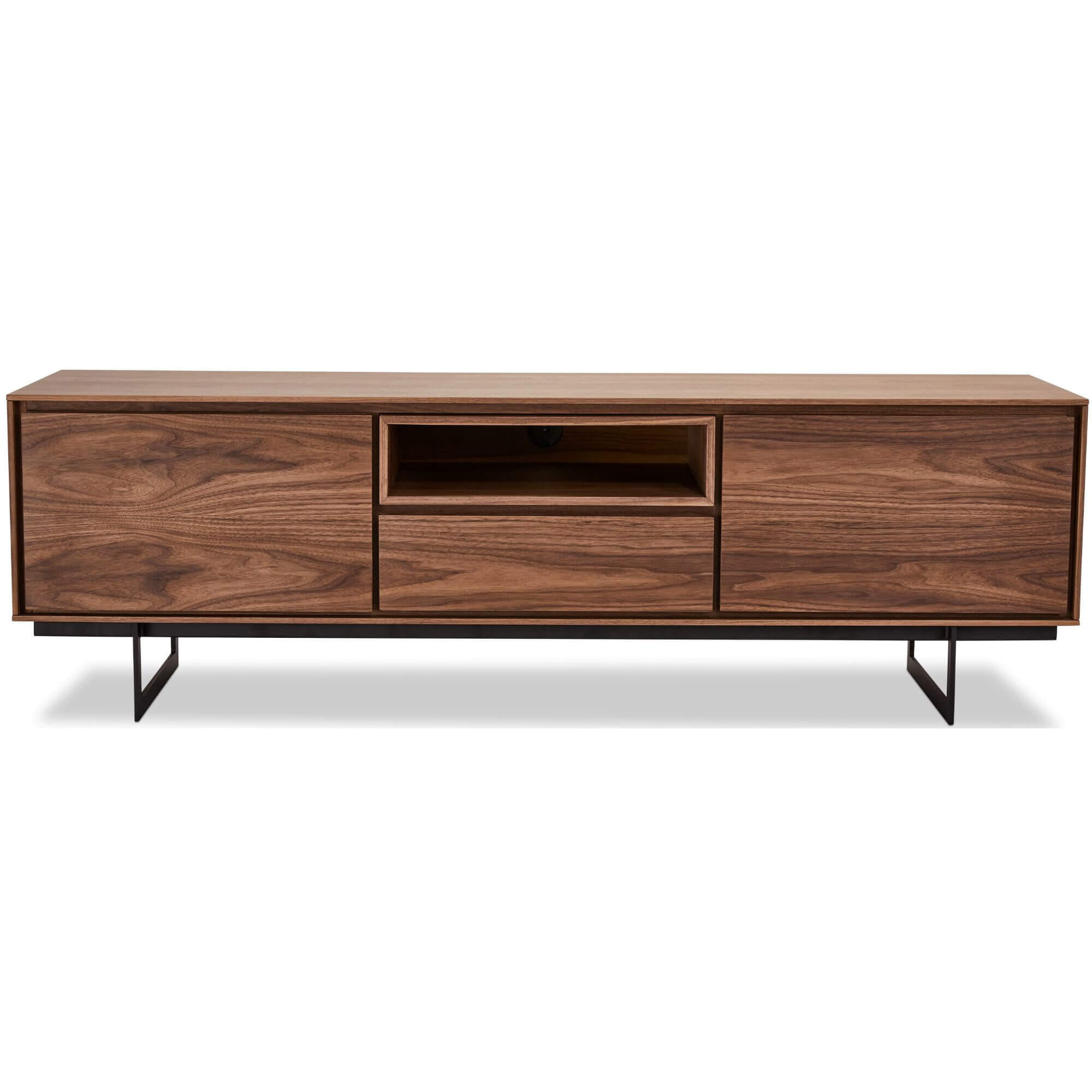 TV-ELEMENT Amerikanisches Walnussfurnier - Schwarz/Braun, Holz/Metall (160/50/45cm) - Furnhouse
