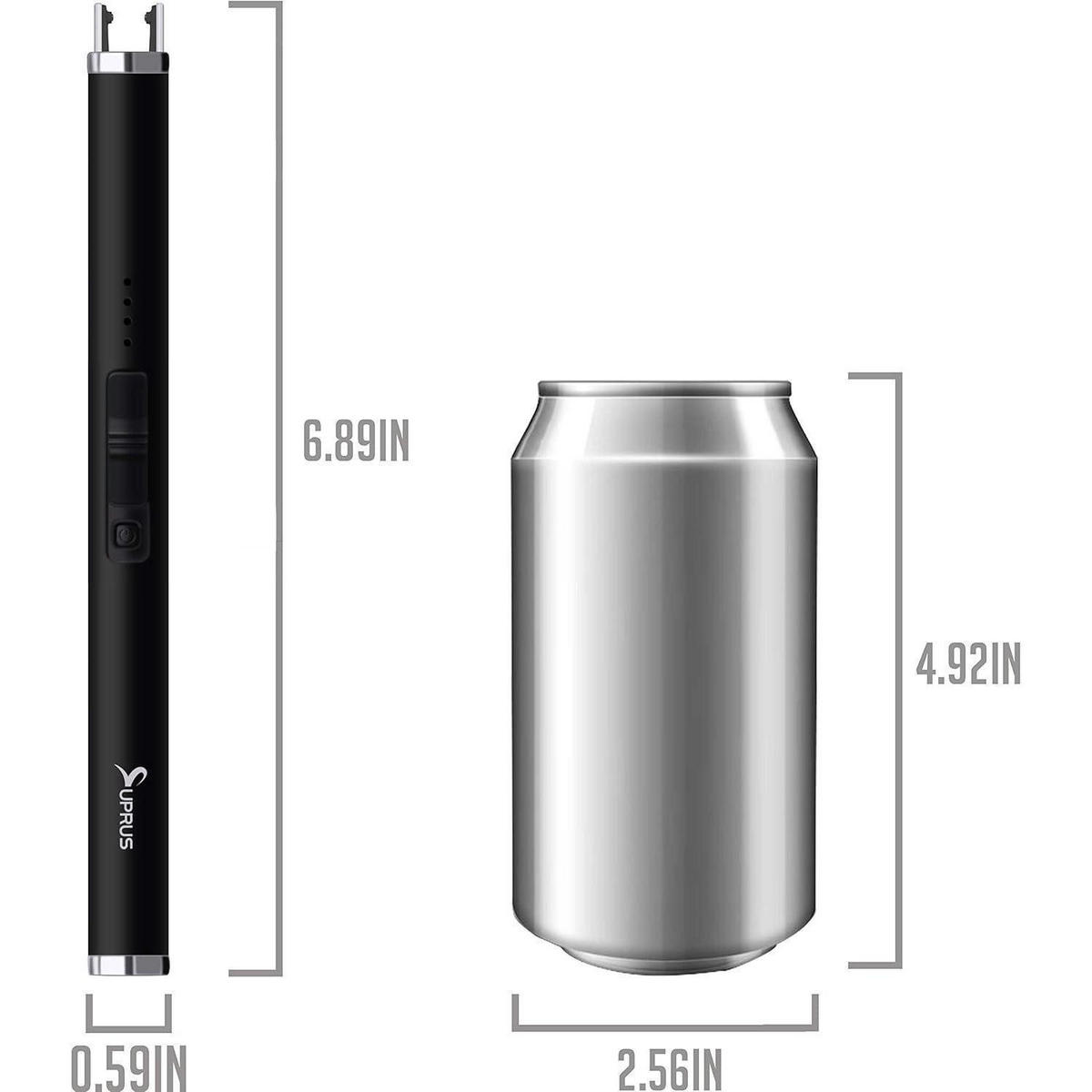 STABFEUERZEUG Plasma USB Aufladbar Winddicht Schwarz - Schwarz, Metall (1.8/1.5/17.5cm)