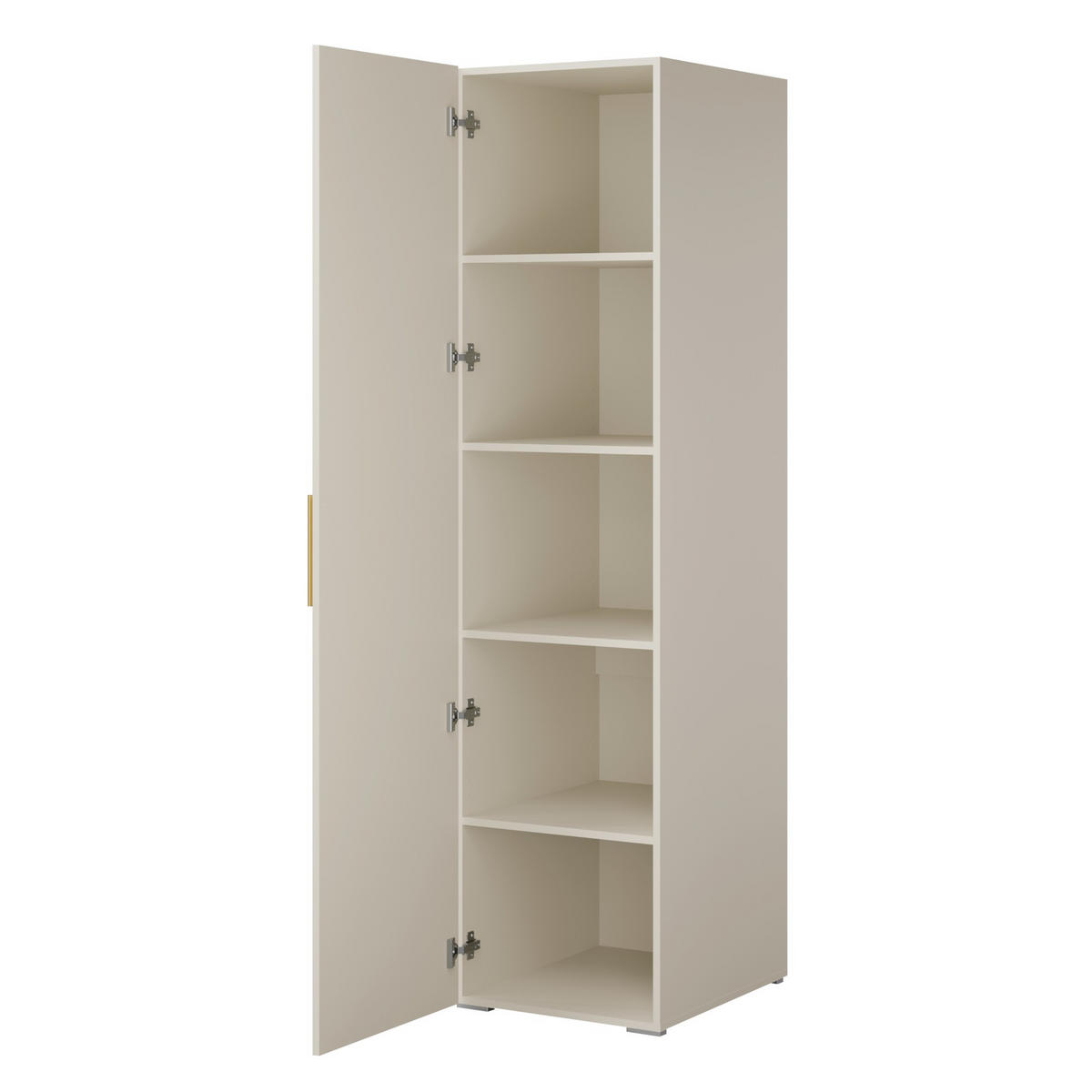 DREHTÜRENSCHRANK mit Einlegeböden Napoli 1D 50 Kaschmir (schwarzer oder goldener Griff) - Kaschmir/Silberfarben, Holzwerkstoff/Kunststoff (50/35/60cm) - mzm24