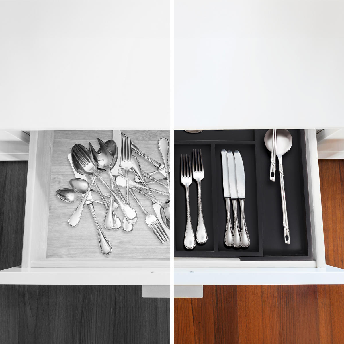 BESTECKKASTEN - Schwarz, Holz/Holzwerkstoff (30.5/5/46cm) - Relaxdays