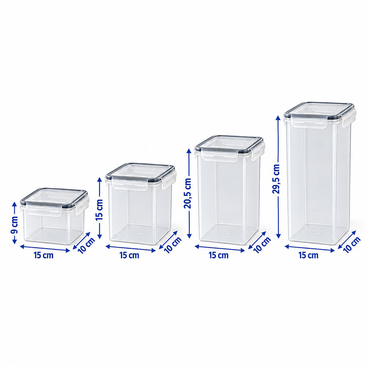 VORRATSDOSEN Transparent 11er-Set Kunststoff Klickverschluss - Transparent, Kunststoff - Relaxdays