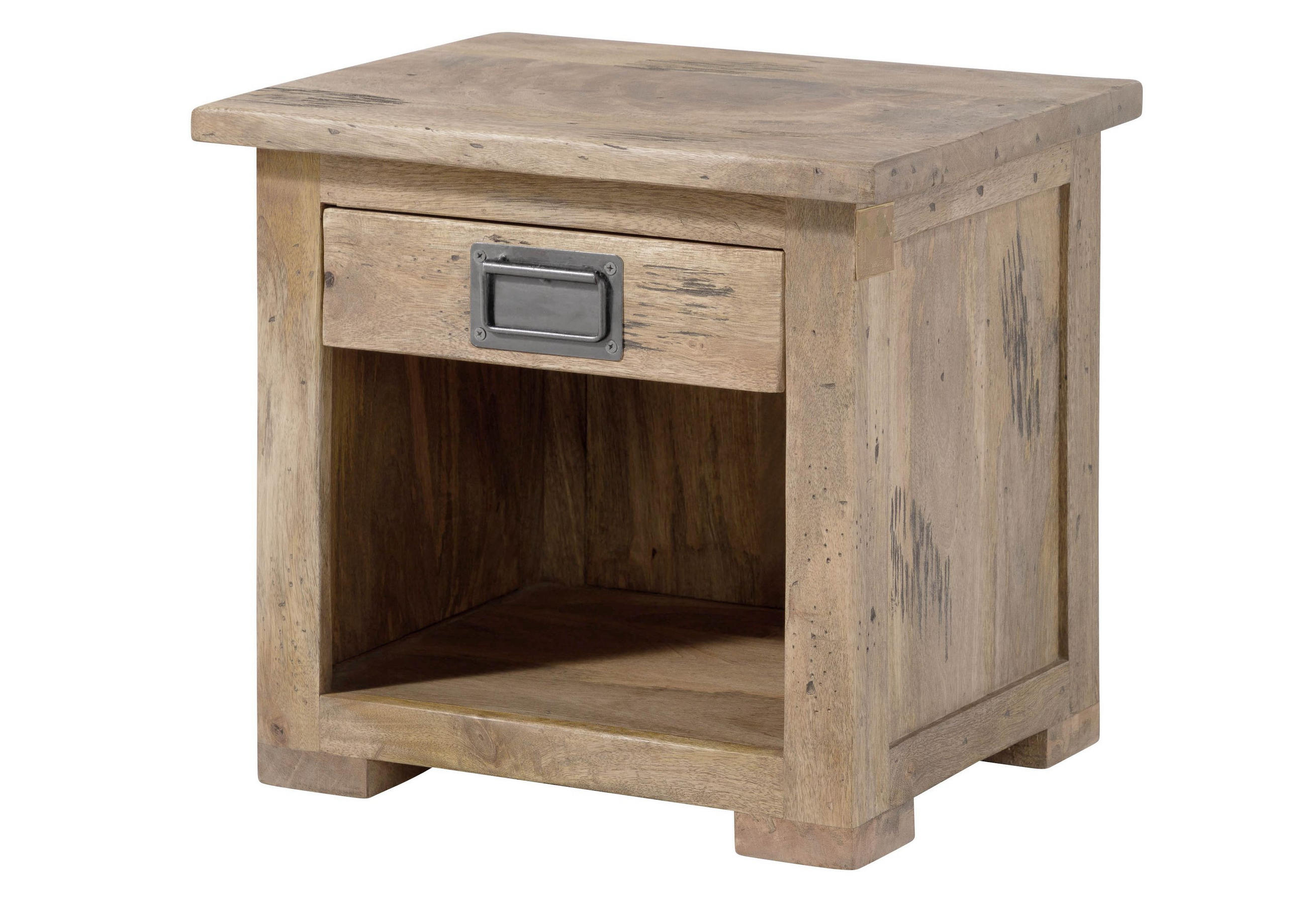 NACHTTISCH Mango 50x40x45 whitewash lackiert RAILWAY #387 - Beige, Holz (50/45/40cm) - Massivmoebel24
