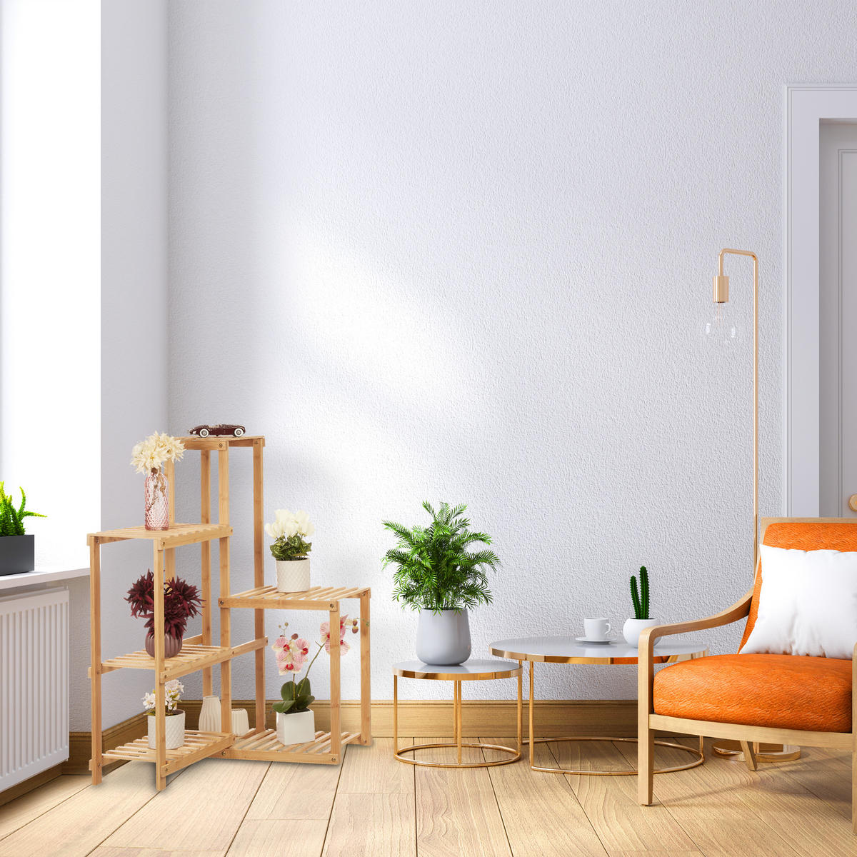 PFLANZENREGAL - Hellbraun, Holz (62/101/62cm) - Relaxdays