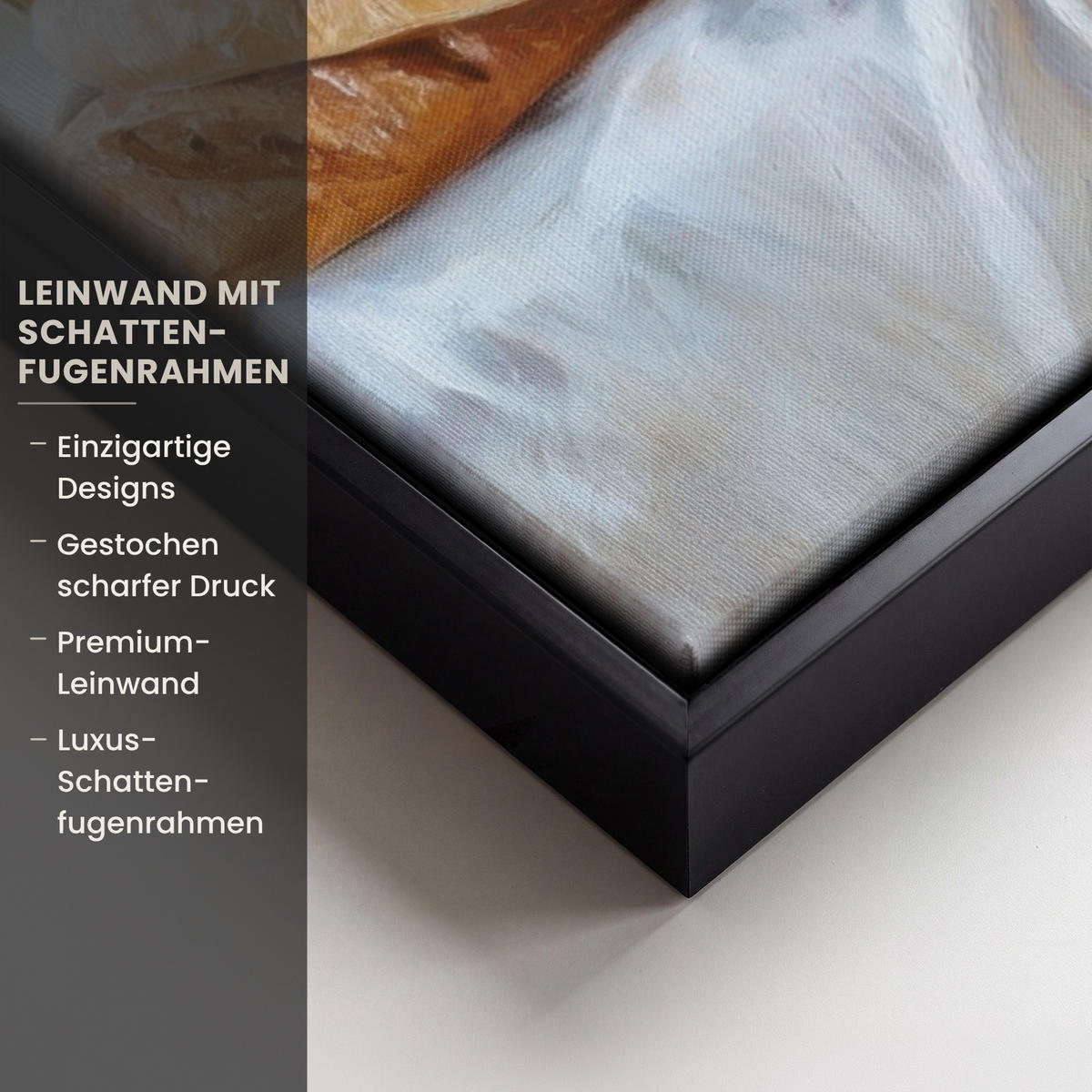 LEINWAND Bilder mit Rahmen - Lavendel - Brot - Stilleben - 50x50 - Flieder, Textil (50/50cm) - MuchoWow