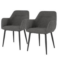 ARMLEHNENSTUHL - 2er-Set - Webstoff / Eisen - Anthrazit/Schwarz, Kunststoff/Textil (56/82/62cm) - home24
