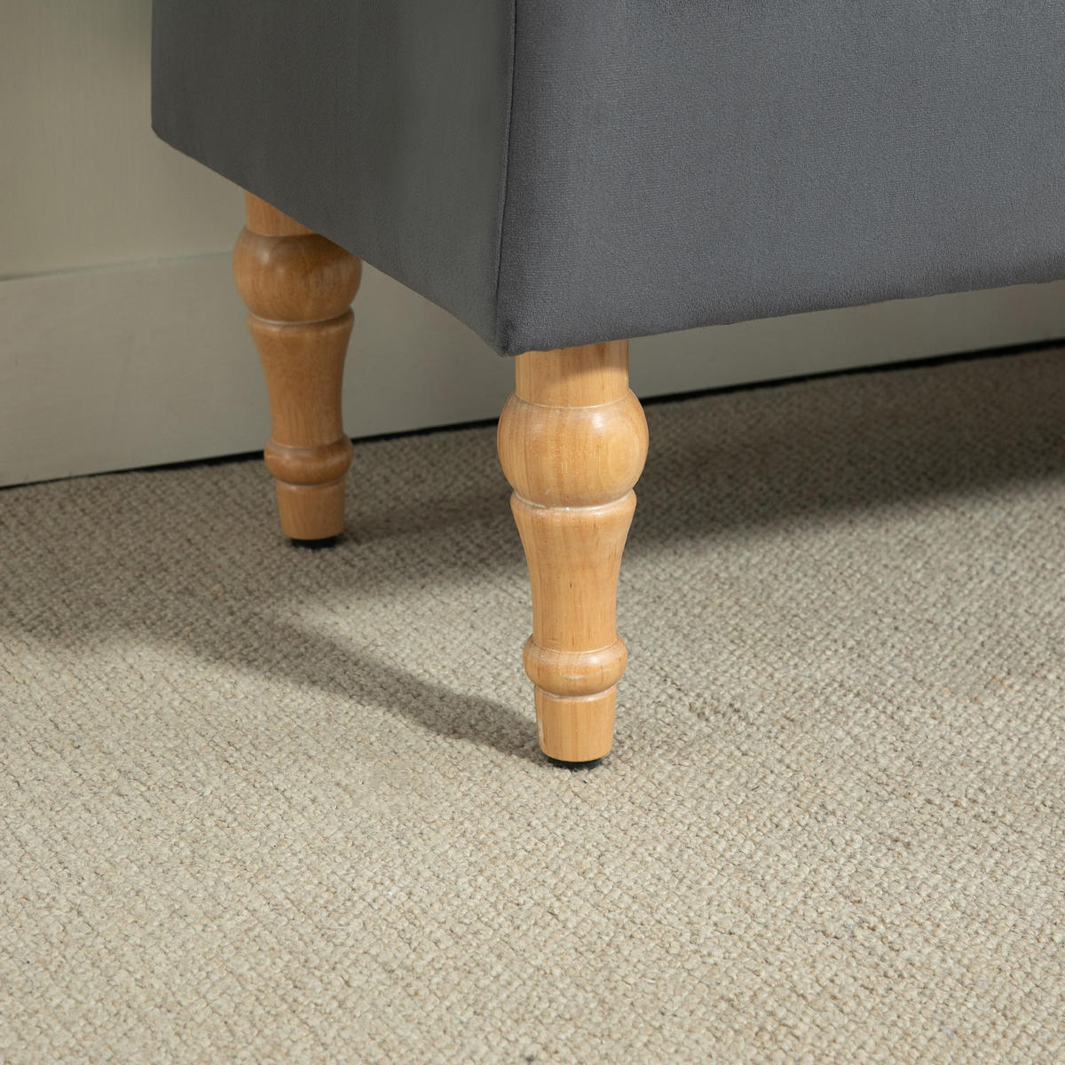 TRUHENBANK DE-16394 mit Klappdeckel und Knopfheftung Dunkelgrau - Dunkelgrau, Textil (102/41/38cm) - ComfortXL