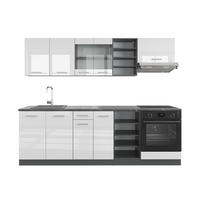 KUHINJSKI BLOK R-Line Bela barva visokega sijaja/antracit 240 cm , DP Antracit - bela/visoki sijaj, leseni material (240/206.8/60cm) - Vicco