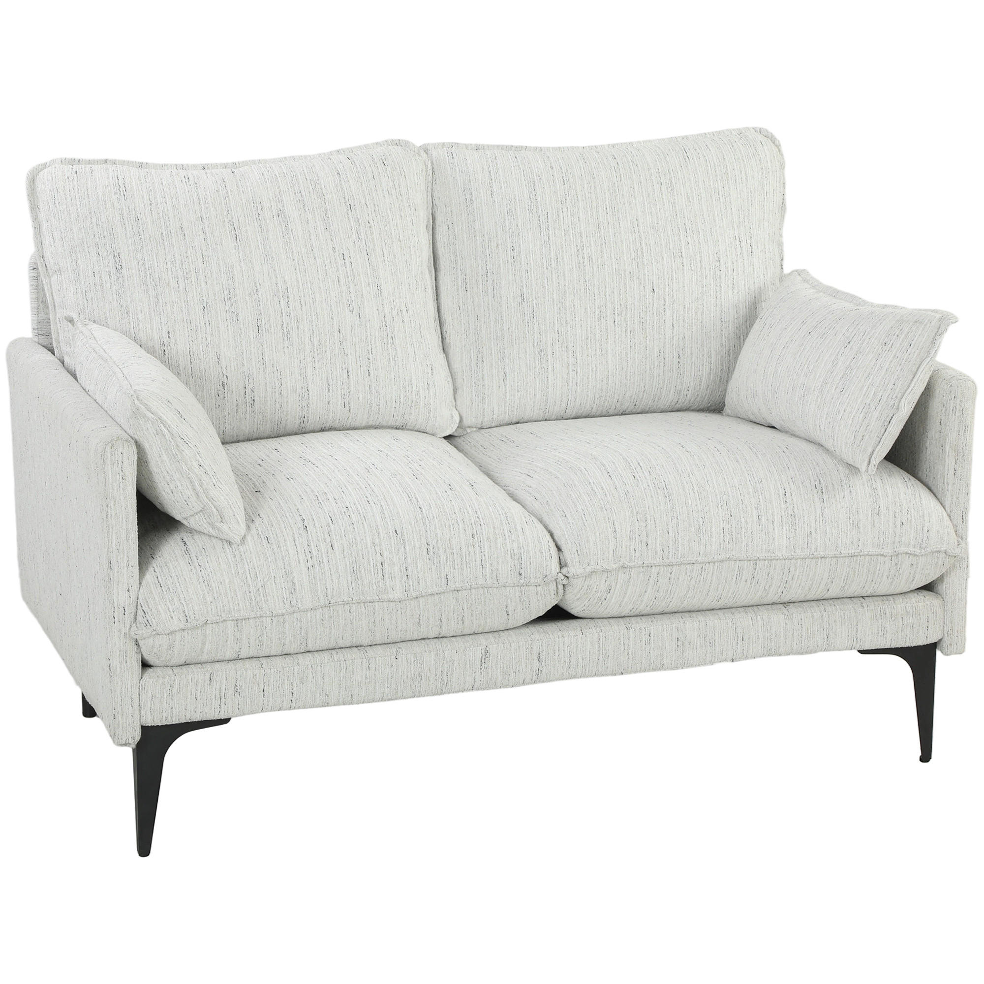 SOFA, 2-Sitzer, Stoff, Armlehnen, 2 Kissen, weiß, 131x78x83cm - Multicolor, Holzwerkstoff (131/83/78cm) - FORIOUS