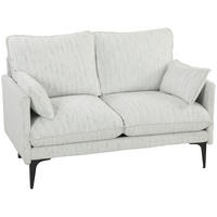 SOFA, 2-Sitzer, Stoff, Armlehnen, 2 Kissen, weiß, 131x78x83cm - Multicolor, Holzwerkstoff (131/83/78cm) - FORIOUS