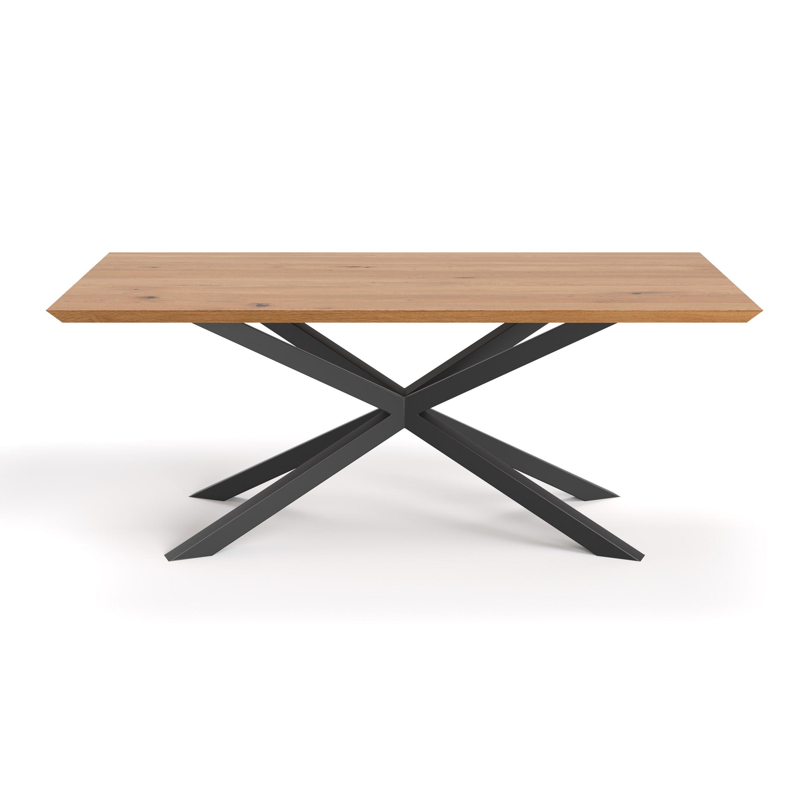 ESSTISCH Lumina aus massivem Eichenholz 200x80 cm - Eichefarben/Schwarz, Holz/Metall (200/80/75cm) - Danzz