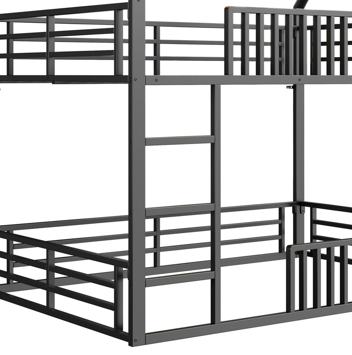 ETAGENBETT mit Hausform 140/200 cm, Schwarz mit LED-Licht - Schwarz, Metall (140/200cm) - MIVRAY