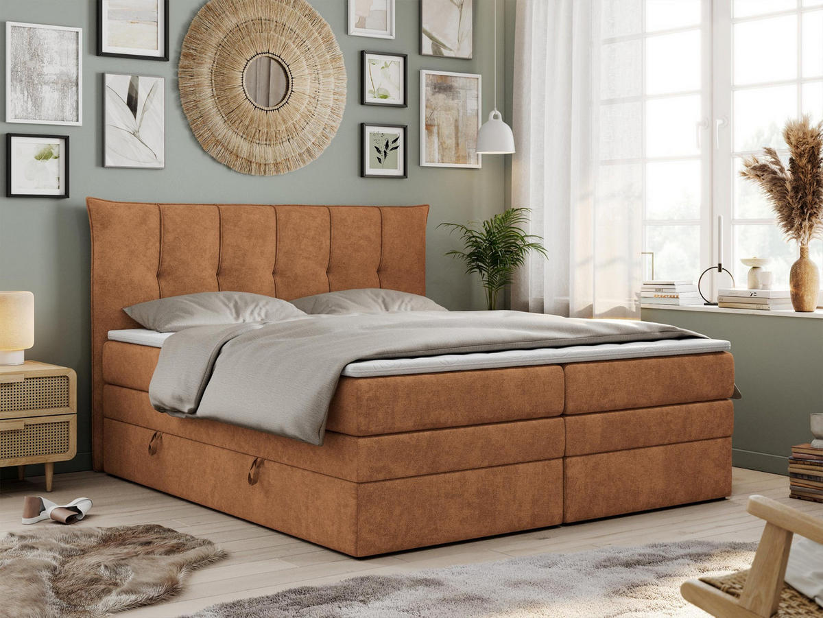 BOXSPRINGBETT PREMIUM 10 KING 120/200 Orange Struktur - H3 - Orange, Holz/Textil (120/200cm) - MKS