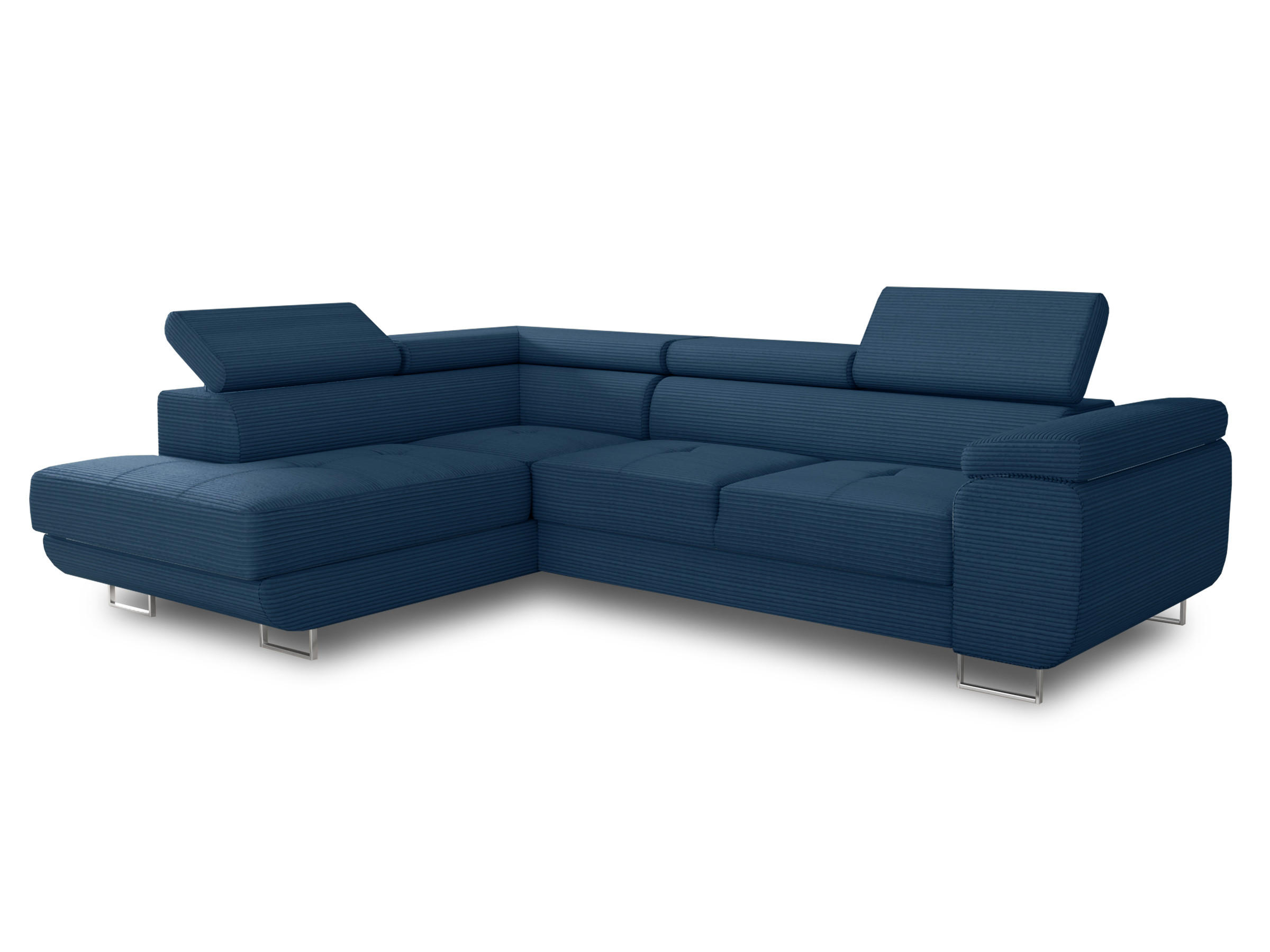 ECKSOFA Caris Cord, Seite: Links - Blau, Holz/Textil (273/203cm) - Sofnet