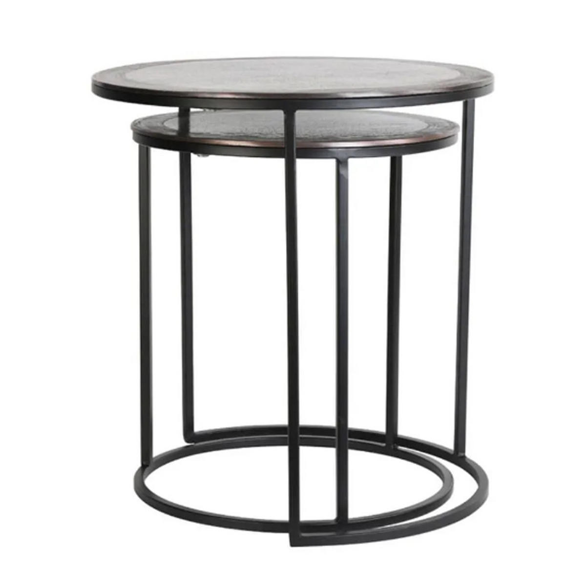 BEISTELLTISCH TALCA Ø50x52 cm, 2er Set, Kupfer-Schwarz - Bronzefarben, Metall (50/50/52cm) - Light & Living