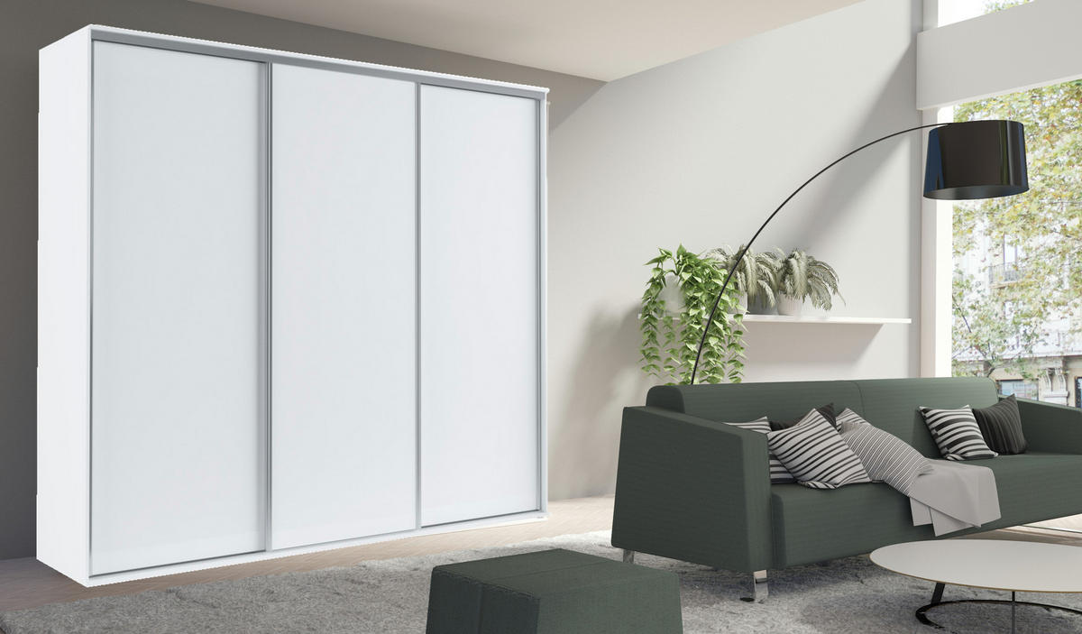 SCHIEBETÜRENSCHRANK - Kleiderschrank BORA 254 Weiß - Weiß, Holzwerkstoff (254/244/62cm) - Möblo