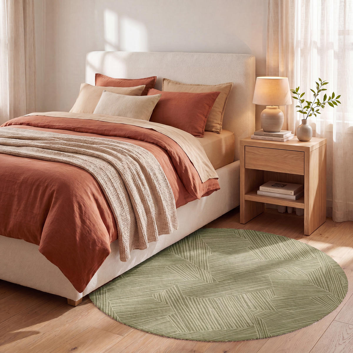 TEPPICH - Abstrakt - Modern - Grün - 120x120 cm - Olivgrün, Kunststoff/Textil (120/0.4cm) - OnlyWow