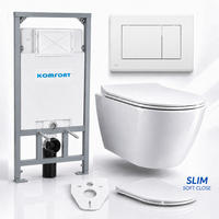 WC-SET ROLO Weiß, Slim-Sitz, Vorwandelement und Betätigungsplatte M270 Weiß - Weiß, Keramik (53/119.5/48.5cm) - bad land