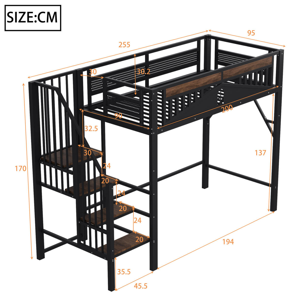 HOCHBETT 90/200 cm aus Metall mit Sicherheitsleiter, Stauraum und Fenster-Design, Schwarz - Schwarz, Metall (90/200cm) - Redom
