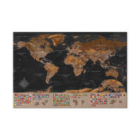 PINNWANDTAFEL Vintage Weltkarte Braun mit Flaggen 90x60 cm - Braun, Holz (90/60cm) - artgeist