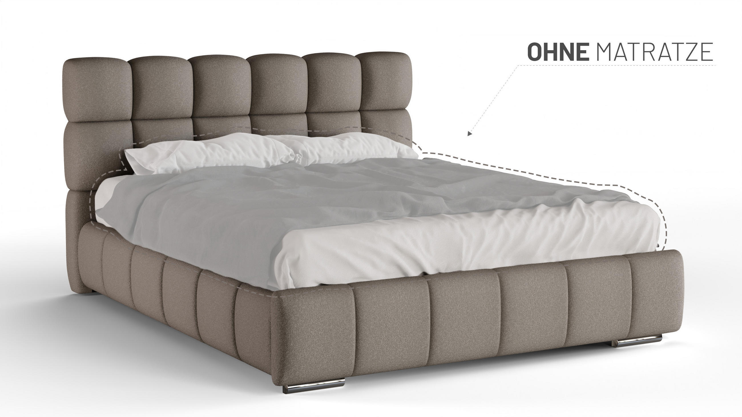 POLSTERBETT Bliss 160 x 200 cm mit Bettkasten und Lattenrost ohne matratze - braun - Braun, Holz (160/200cm) - Panda Möbel