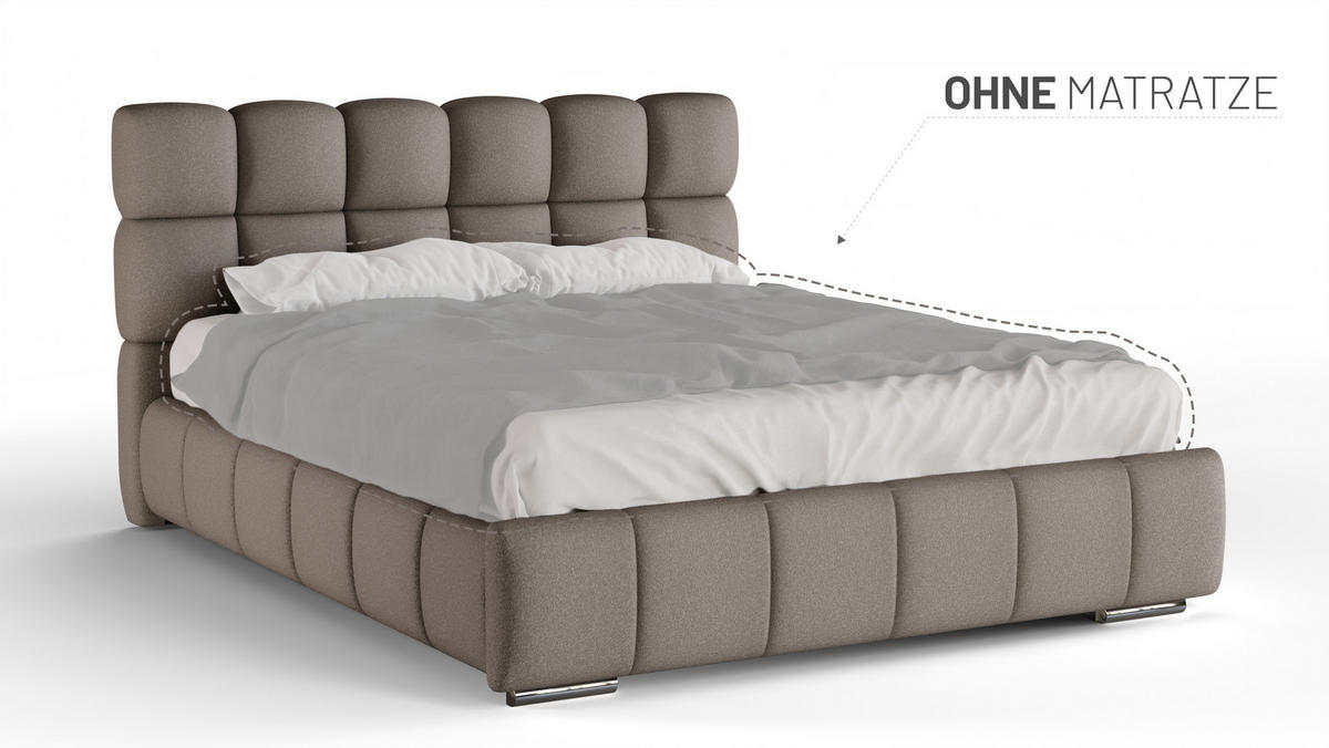 POLSTERBETT Bliss 160 x 200 cm mit Bettkasten und Lattenrost ohne matratze - braun - Braun, Holz (160/200cm) - Panda Möbel