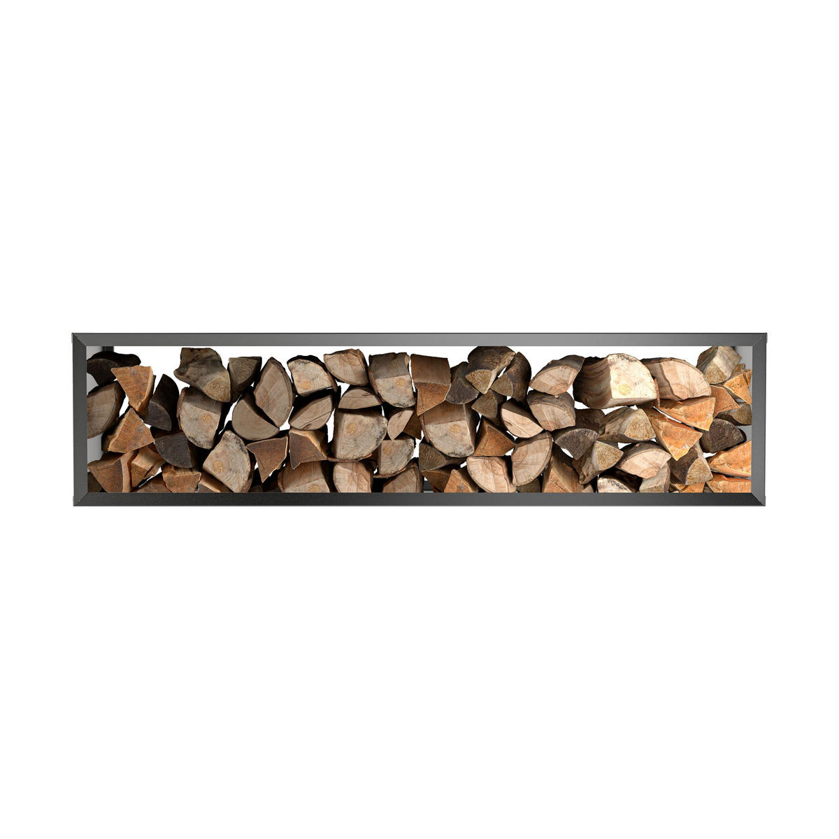 BRENNHOLZREGAL Wooker wide Kaminholzregal Holzlagersystem Schwarz 199 x 49 cm - Schwarz, Metall (199/49/49cm) - Alberts