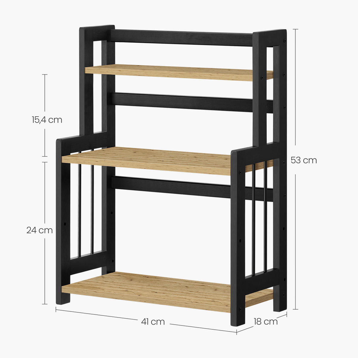 GEWÜRZREGAL Schwarz 41x18 cm artisan OFS047B88 Stabilität - Schwarz, Holz (41/53/18cm)